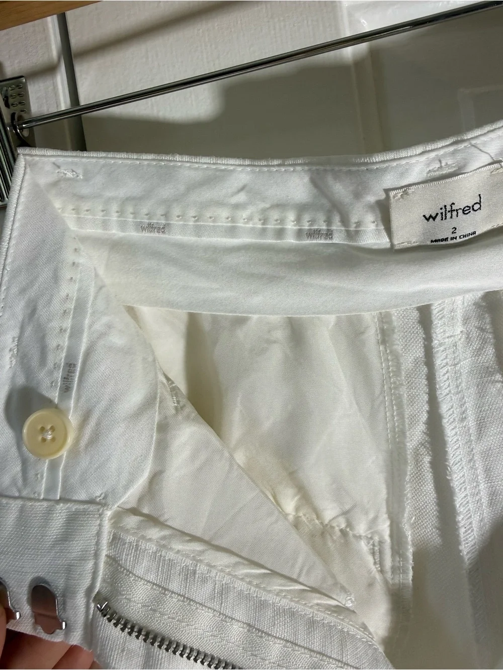 Wilfred Aritzia effortless pants white linen blend wide leg tailored trouser